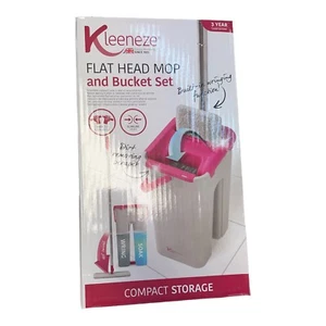 Mop Bucket Set Flat Swivel Head Slimline Built-In Wringer Easy Storage - 15B - Picture 1 of 2