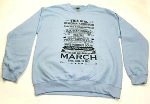 ‘This Girl Was Born In March’ Light Blue Medium Womens Heavy Blend Sweatshirt - Bild 1 von 7