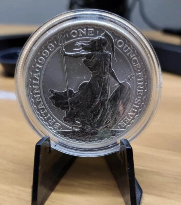 1998 Gran Bretagna Britannia UK 2 Pounds Elisabeth II Silver Oz oncia - Immagine 1 di 2