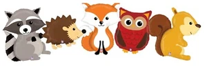 Woodland Animals Fox Raccoon Hedgehog Owl Squirrel Baby Shower Mylar Balloons - Picture 1 of 1