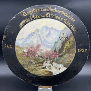 German Shooting Target Hand Painted Black Trim Wooden w/ Bullet Holes circa 1927 - Picture 1 of 10