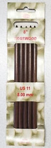 Set di 5 ferri da maglia coloniali in palissandro misura doppia US 11 (8,0 mm) nuovi con scatola - Foto 1 di 4