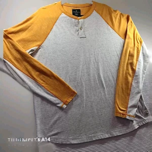 American Eagle Shirt Men's Large Flex Yellow Gray Long Sleeve Athletic 360 Flex - Picture 1 of 9