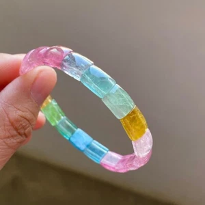 Bracelet femme 9*7*4 mm couleur naturelle cristal tourmaline AAAA - Photo 1/6