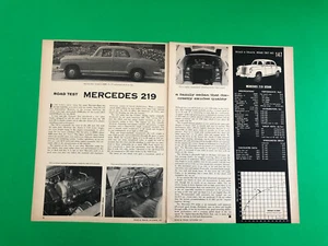 1957 MERCEDES BENZ 219 ORIGINAL PRINT AD 2 PAGE ROAD TEST PRINTED - Picture 1 of 1