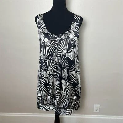 Vestido recto de seda geométrico negro Arden B para mujer talla L Foto 1 de 4