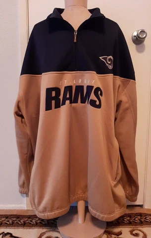 Reebok St Louis Rams Pullover 1/4 Zip  Mens 4XL Sweater Long Sleeve Throwback Cover