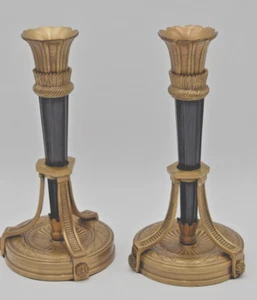 French Louis XVI Empire Gilt Bronze/Brass Candle Holders Heavy Pair Art Nouveau - Picture 1 of 17