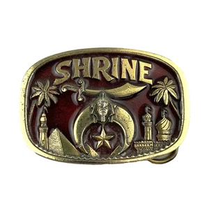 Vintage 1986 Shrine Shriners Sword Red Gold Tone Belt Buckle Great American 1801 - Picture 1 of 5