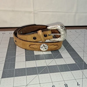 Double S Belt Collection Size 26 Concho Leather Brown Southwestern Ranch Rodeo - Picture 1 of 7