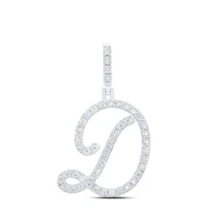925 Sterling Silver Genuine Diamond Women's Script Font Initial D Pendant 1/5 CT - Picture 1 of 1