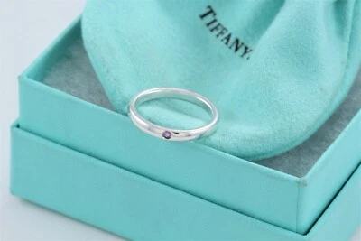 Anillo Tiffany & Co. Elsa Peretti Plata Rosa Zafiro Banda Apilable Talla 5 Foto 1 de 4