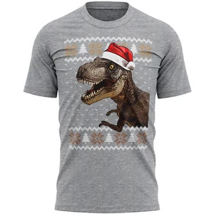 Dinosaur Christmas Sweater T Rex Shirt Him Fair Isle Mens - Picture 1 of 11