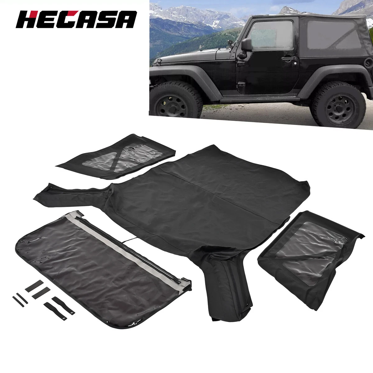 MOPAR Folding Top Stay Pad Strap Kit For 2007-2018 Jeep Wrangler JK 2-Door