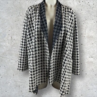 Comfy USA Cardigan Jacket Womens XL Houndstooth Langenlook Open Front T324 - Image 1 of 4