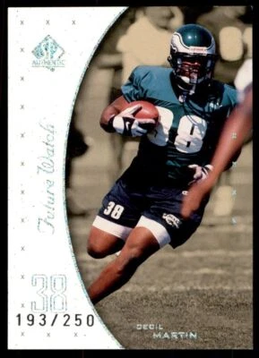 1999 SP Authentic EXCITEMENT /250 Cecil Martin RC Philadelphia Eagles  Wisconsin - Image 1 of 3