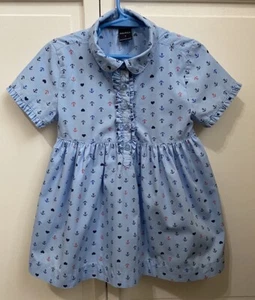 Nautica Youth Girls Anchor Print Shirt Dress Blue/Navy Size 7 - Picture 1 of 9