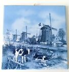 Vintage Delftware Collection Tile MP2120 Windmill Farm Blue Hand Decorated
