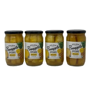 4x Golden Farms USDA Organic Pineapple Spears 26 Oz Each Jar Expiration 06/2026 - Picture 1 of 4