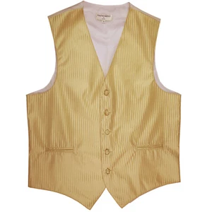 Nuevo Chaleco Formal de Esmoquin para Hombre Chaleco Solo Rayas Verticales Oro Boda Baile de graduación - Imagen 1 de 3