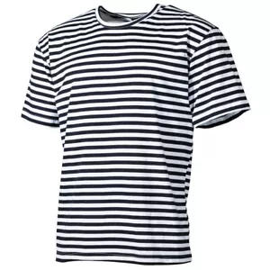 MFH Maglia Maglietta T-shirt uomo a righe in cotone Bianco/Blu Over sizes - Imagen 1 de 2