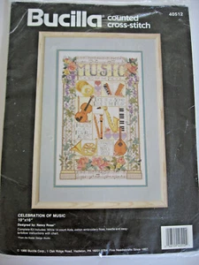 Bucilla Counted Cross Stitch Kit # 40512 Music Vintage Unopened 1990 - Picture 1 of 4
