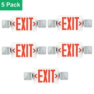 5 pack UL LED Emergency Exit Sign Light , AC 120V/277V Dual LED Lamp ABS - Picture 1 of 11