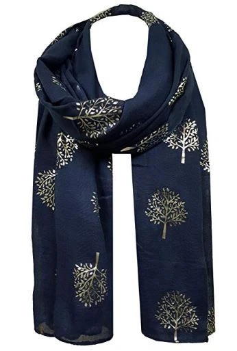 Silver Foil Mulberry Tree Print Fashion Scarf