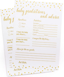 50 Baby Predictions and Advice - Gold Confetti - Baby Shower Game, New Mom & Dad