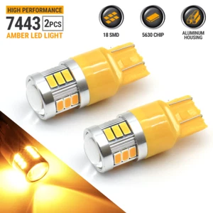 SYNETICUSA 7443 LED Light Bulbs Amber Yellow Turn Signal Parking DRL High Power - Picture 1 of 6