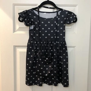 Casual Gothic Dress Girl’s Size S Size 120 Black Floral with Purse - Picture 1 of 8