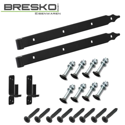 BRESKO Ladenband Torband Kloben und Schrauben Set Scharniere Türband Türbänder schwarz