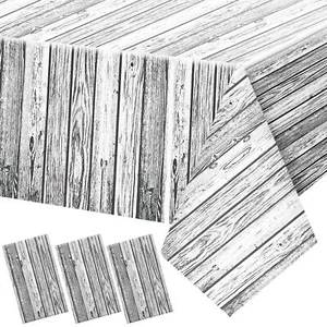 3 Pcs Wood Grain Tablecloth Rustic Wood Table Cover for Birthday Table, 54x108" - Picture 1 of 7