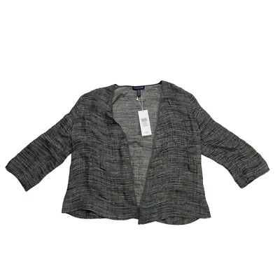Eileen Fisher Kimono Linen Jacket Womens Size PP Black Open Front Lightweight - Image 1 of 4