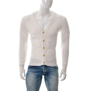 J.Lindeberg Mens Button Down V-Neck Knitted Cardigan Long Sleeve Top Small White - Picture 1 of 6