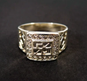 Anillo de sello multipiedra brillante, anillo geométrico de filigrana plata 925 ancho anillo CZ - Imagen 1 de 9