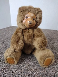 VINTAGE  RAIKES BEARS Teddy Bear With Wood Face and Feet Jointed 1988 Applause - Picture 1 of 9