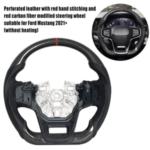 Real Carbon Fiber Flat Sport Perforiertes Lederlenkrad für Ford Bronco 2021-2024 - Bild 1 von 14