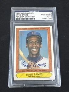 1985 Woolworth Ernie Banks On Card Auto #3 PSA Authentic - Bild 1 von 2