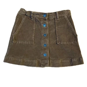 Crewcuts brown corduroy button front skirt kids size 7 adjustable waist buttons - Picture 1 of 9