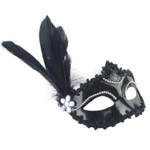 Flower Feather Eye Mask Diamond Flower Masquerade Mask Cosplay - Picture 1 of 7