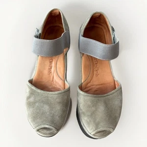 L'Amour Des Pieds Amadour Platform Sandals Green Gray Leather Women's 6.5 - Picture 1 of 8