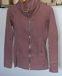 Lululemon Radiant Jacke Damengröße 4 Spanish Rose durchgehender Reißverschluss gerippt Yoga Laufen - Bild 1 von 17