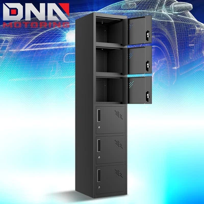 Armario de almacenamiento de metal resistente con cerradura de 71" 6 puertas y armario de almacenamiento alto negro Foto 1 de 4