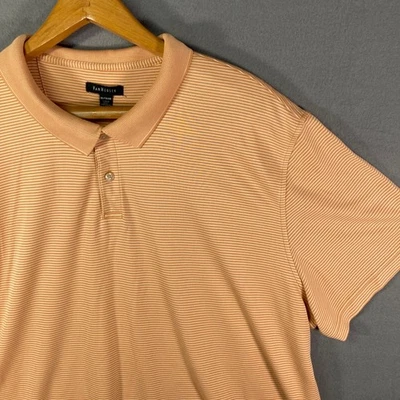 Camisa polo Van Heusen XXL de manga corta a rayas blancas y melocotón para hombre Foto 1 de 4