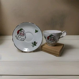 Santa, Christmas Holly Regency Bone China Vintage Teetasse & Untertasse RARE SET - Bild 1 von 6