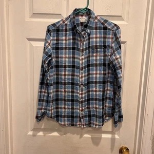 J. Crew Crewcuts Boys Plaid Button Down Shirt Size 14 Blue Red Long Sleeve - Picture 1 of 6
