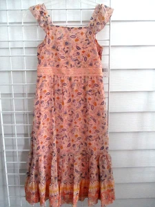 NWT Lilt Peach Floral & Lace Girls Boho Fancy Flower Girl Wedding Dress Sz 14 - Picture 1 of 7