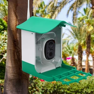 Bird bath Feeder With Solar Power Light Birds House Garden Ornament with Camera - Picture 1 of 7