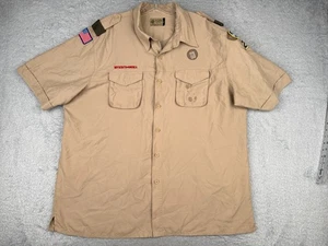Boy Scouts of America Shirt Adult 2XL XXL Beige 100% Polyester Vented Short Slee - Picture 1 of 15